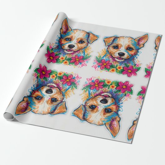Niedlicher kleiner Welpenstift Art Geschenkpapier (Ungerollt)
