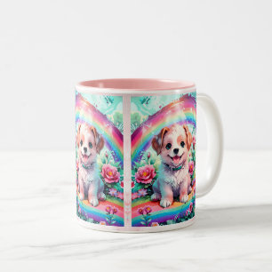Niedlicher kleiner Welpenstift Art Zweifarbige Tasse