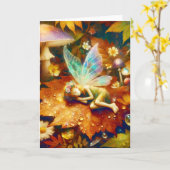 Niedlicher kleiner Whimsical Fairy Sleeping Blank Karte (Gelbe Blume)