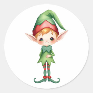 Niedlicher kleiner Whimsical Watercolor Weihnachts Runder Aufkleber