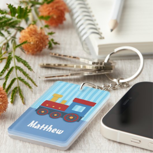 Niedlicher kleiner Zug scherzt personalisierten Schlüsselanhänger (Vorderseite rechts)