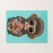 Niedlicher Kleinkind-Affe mit Basketball Puzzle (Horizontal)