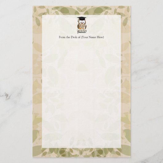 Niedlicher kluger Eulen-Absolvent Briefpapier (Vorderseite)