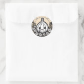 Niedlicher Knoblauch mit Blume Runder Aufkleber (Tasche)