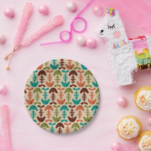 Niedlicher Knochen Retro Modernes Muster Pappteller (Party)