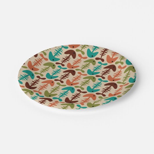 Niedlicher Knochen Retro Modernes Muster Pappteller (Schrägansicht)