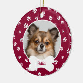 Niedlicher Knochenname Jahr Roter und Weiß-Paw-Aus Keramik Ornament (Links)