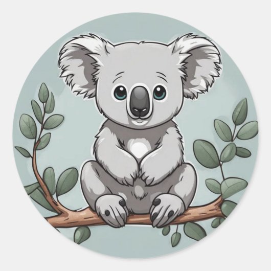 Niedlicher Koala-Bär auf aquamarin Runder Aufkleber (Vorderseite)