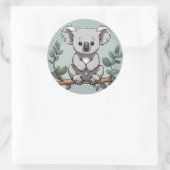 Niedlicher Koala-Bär auf aquamarin Runder Aufkleber (Tasche)