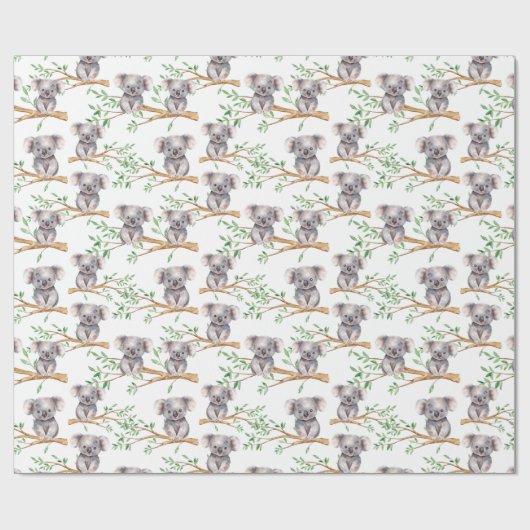 Niedlicher Koala-Bär auf Baumzweig Geschenkpapier (Flach)