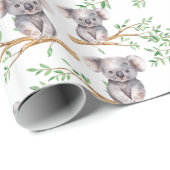 Niedlicher Koala-Bär auf Baumzweig Geschenkpapier (Rolleneckpunkt)