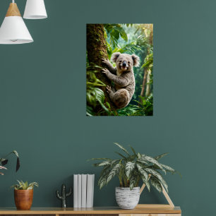 Niedlicher Koala-Bär auf einem Baum Poster