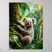 Niedlicher Koala-Bär auf einem Baum Poster (Vorne)