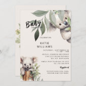Niedlicher Koala Bär Beige Oh Junge! Babyparty Einladung (Vorne/Hinten)