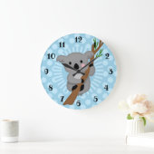 Niedlicher Koala Bär - Blue Polka Dot Große Wanduhr (Zuhause)