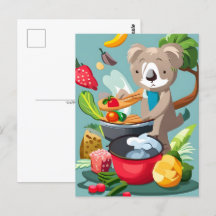 Niedlicher Koala-Bär, der ein Abendessen kocht, Po