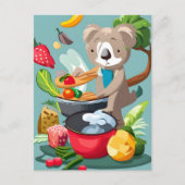Niedlicher Koala-Bär, der ein Abendessen kocht, Po Postkarte (Vorderseite)