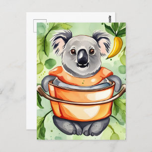 Niedlicher Koala-Bär, der ein Abendessen kocht, Po Postkarte