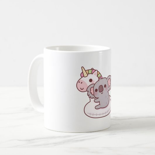 Niedlicher Koala-Bär, der Unicorn-Schwimmbad umarm Kaffeetasse (Vorderseite Links)