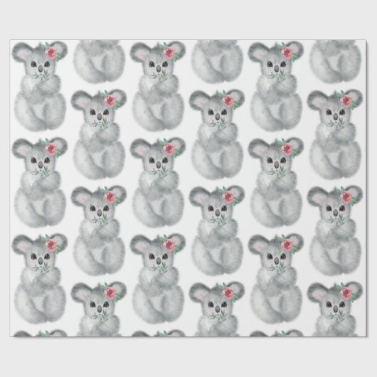 Niedlicher Koala Bär Einfache Wasserfarbe Moderne Geschenkpapier (Flach)