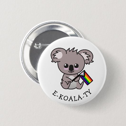 Niedlicher Koala-Bär für Gleichheit w Rainbow Fla Button (Vorne & Hinten)