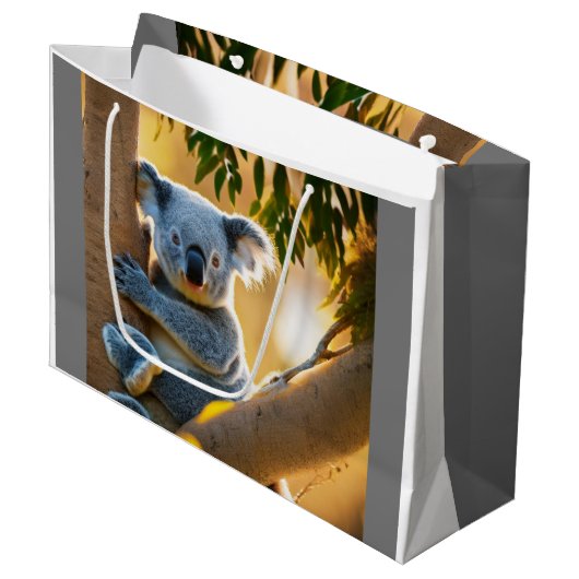 Niedlicher Koala-Bär Große Geschenktüte (Vorderseite Schrägansicht)