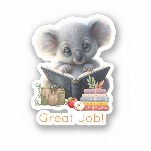 Niedlicher Koala Bär Großer Job Lehrer Custom Cut Aufkleber (Vorderseite)