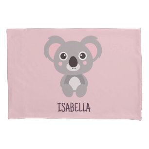 Niedlicher Koala Bär Kinder Rosa Individuelle Name Kissenbezug