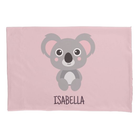 Niedlicher Koala Bär Kinder Rosa Individuelle Name Kissenbezug (Vorderseite)