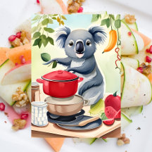 Niedlicher Koala-Bär kocht ein Abendessen