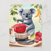 Niedlicher Koala-Bär kocht ein Abendessen Postkarte (Vorderseite)