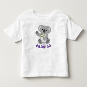 Niedlicher Koala-Bär mit Blätter Cartoon-Abbildung Kleinkind T-shirt
