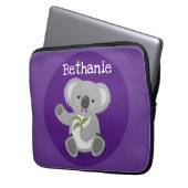 Niedlicher Koala-Bär mit Blätter Cartoon-Abbildung Laptopschutzhülle (Vorderseite Links)