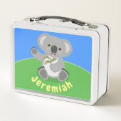 Niedlicher Koala-Bär mit Blätter Cartoon-Abbildung Metall Brotdose (Rückseite)