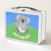 Niedlicher Koala-Bär mit Blätter Cartoon-Abbildung Metall Brotdose (Vorderseite)