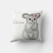 Niedlicher Koala-Bär Name Floral Modern Einfach Kissen (Rückseite)