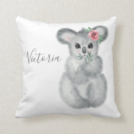 Niedlicher Koala-Bär Name Floral Modern Einfach Kissen