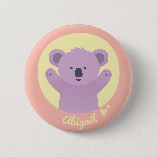 Niedlicher Koala-Bär Personalisiert Kids Button (Vorderseite)