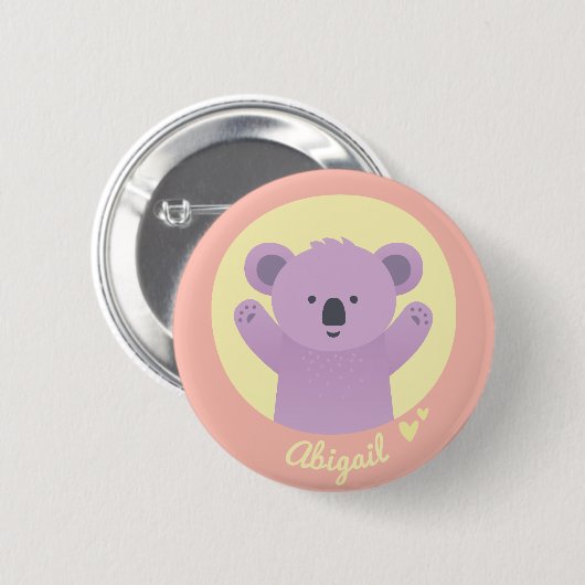 Niedlicher Koala-Bär Personalisiert Kids Button (Vorne & Hinten)