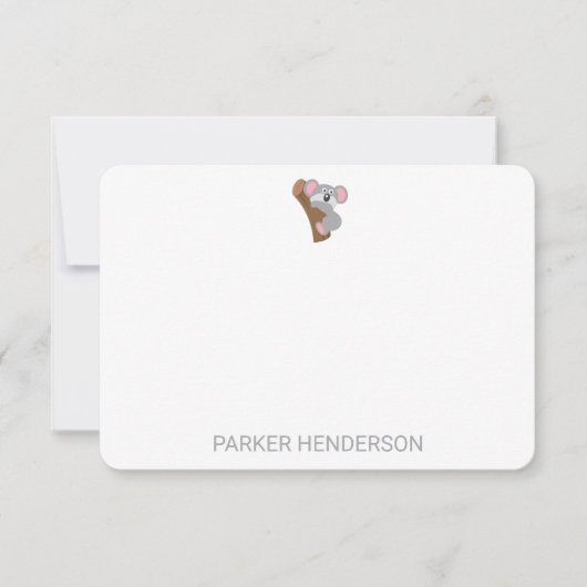 Niedlicher Koala Bär Personalisiert Kids Stationie Dankeskarte (Vorderseite)