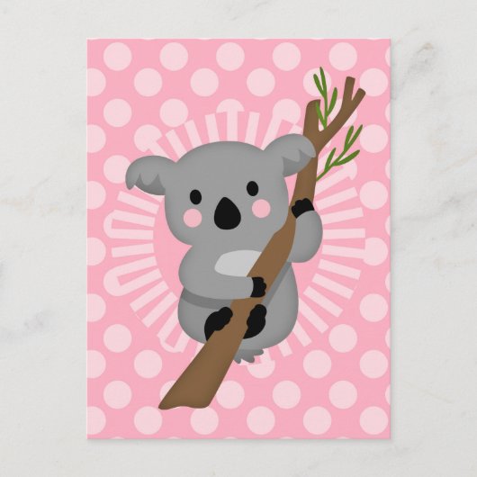 Niedlicher Koala Bär - Rosa Graue Girl Postkarte (Vorderseite)