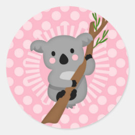 Niedlicher Koala Bär - Rosa Graue Girl Runder Aufkleber