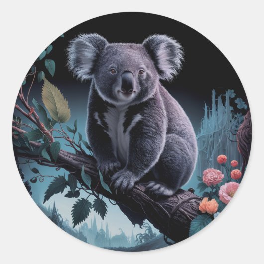 NIEDLICHER KOALA-BAR-STICKER RUNDER AUFKLEBER (Vorderseite)