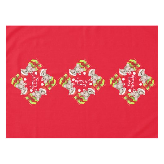 Niedlicher Koala Bär und Geschenke rote Tischdecke (Vorderseite (Horizontal))