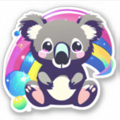 Niedlicher Koala-Bär und Regenbogen Aufkleber (Vorderseite)