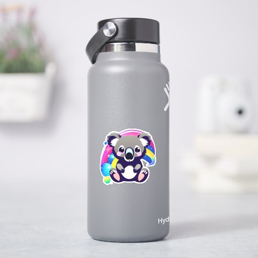 Niedlicher Koala-Bär und Regenbogen Aufkleber (HydroFlask)
