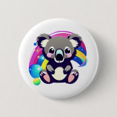 Niedlicher Koala-Bär und Regenbogen Button (Vorderseite)