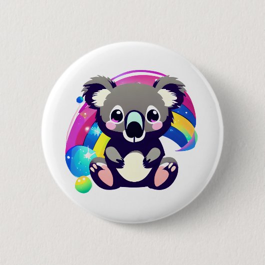 Niedlicher Koala-Bär und Regenbogen Button (Vorderseite)