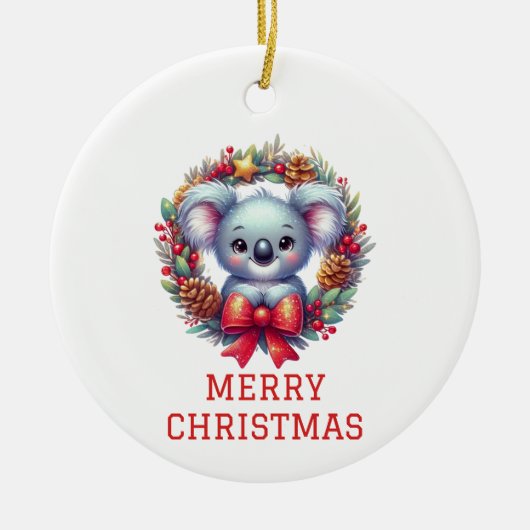 Niedlicher Koala Bär Weihnachten Keramik Ornament (Vorne)