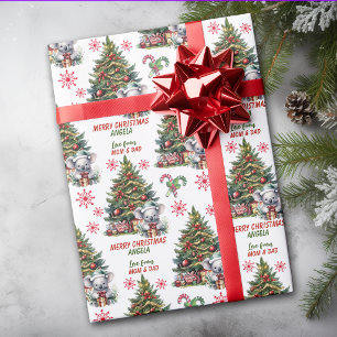 Niedlicher Koala Bär Weihnachtsbaum Kinder Geschenkpapier